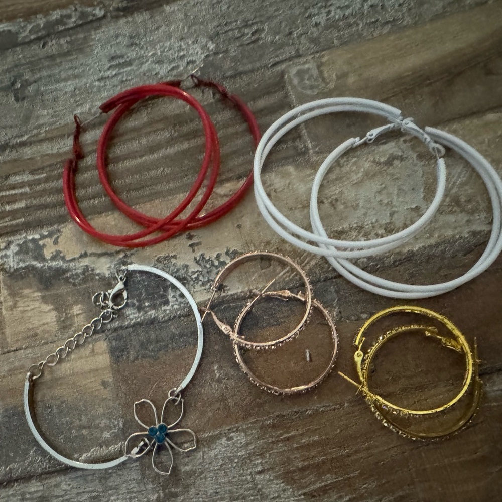 Elegant Multi-Color Hoop and Bracelet Set